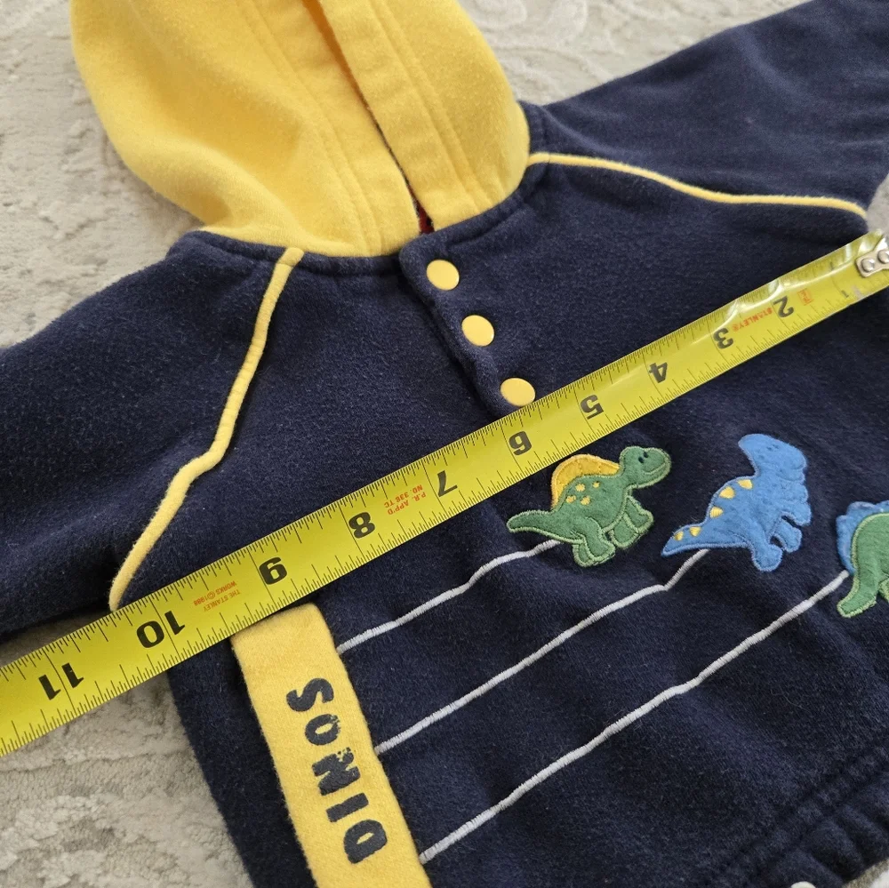 Vintage Y2K navy blue, yellow dinosaur hoodie sweatshirt
